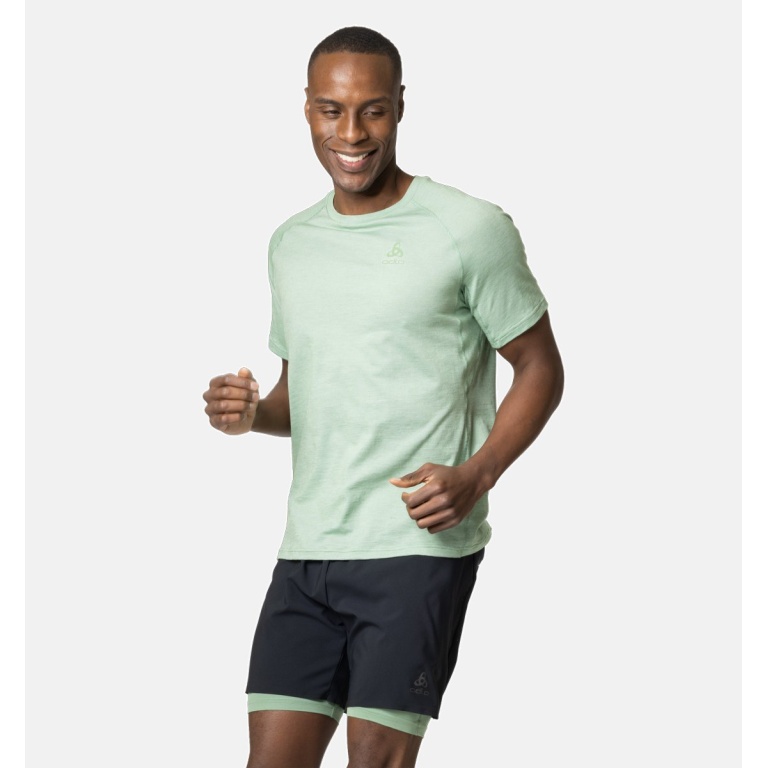 Odlo Wander-/Freizeit Tshirt Crew Neck X-Alp PW 115 (Merino) lodengrün Herren